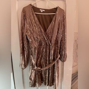 Cara Santana x Nine West Light Brown Sequined Dress